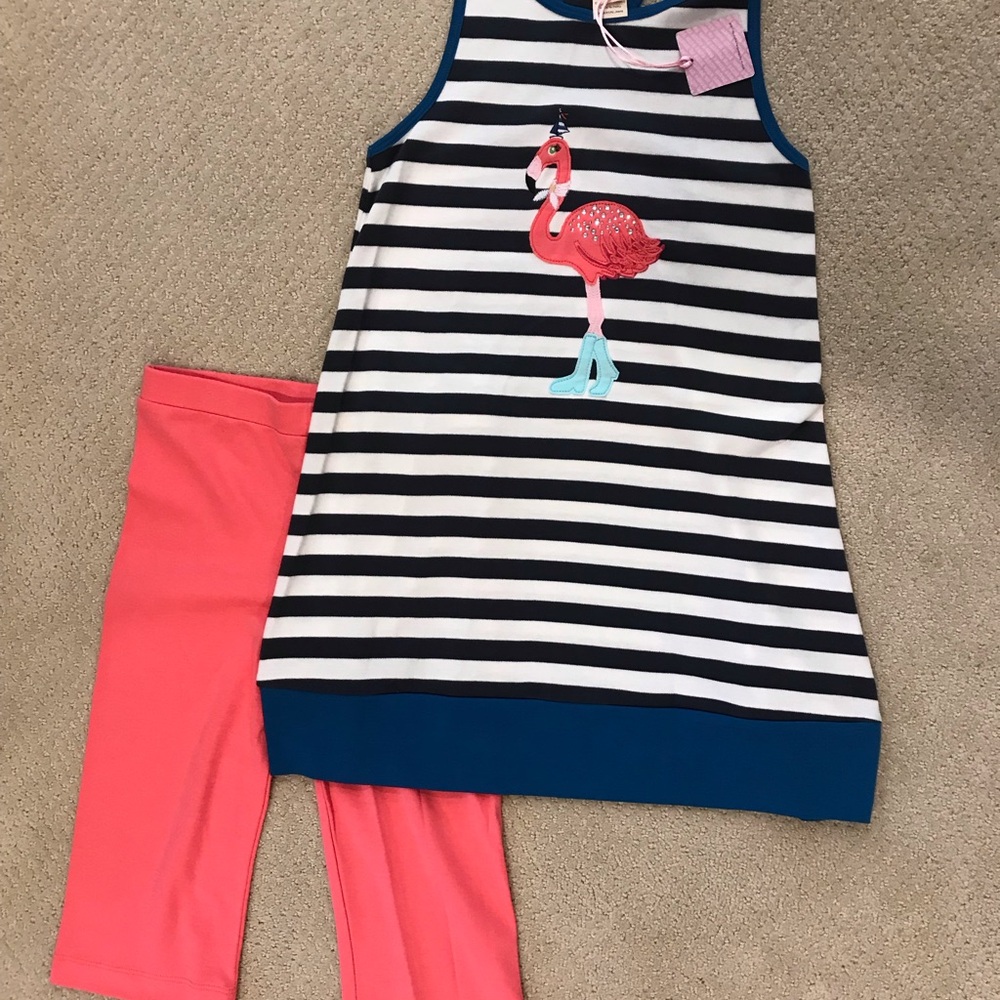 Lemon loves Lime NWT 2 piece flamingo set